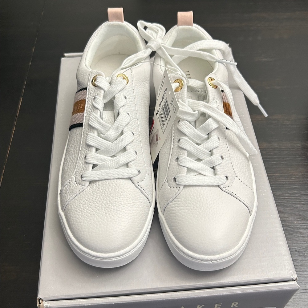 Ted Baker “Bailey Icon” Women's Leather Sneaker Shoes Size 8 White/Pink NEW - Picture 8 of 11